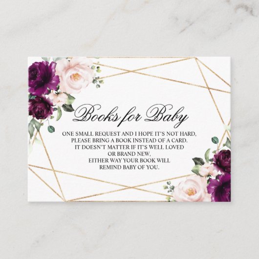 Paarse & Blush Roos Boeken voor Baby Enclosure Kaa Informatiekaartje (Voorkant)