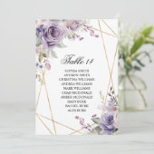 Paarse & Blush Roos Bruiloft Zitkaarten Kaarten (Staand voorkant)