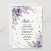 Paarse & Blush Roos Bruiloft Zitkaarten Kaarten (Achterkant)