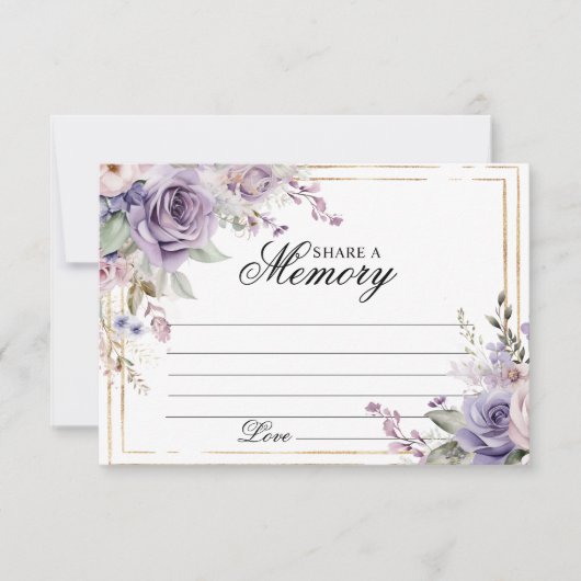 Paarse & Blush Roos Funeral Deel een Memory Kaart (Voorkant)
