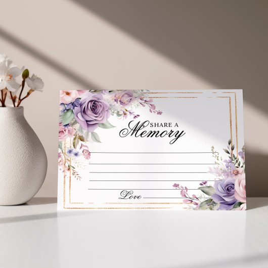 Paarse & Blush Roos Funeral Deel een Memory Kaart