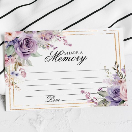 Paarse & Blush Roos Funeral Deel een Memory Kaart