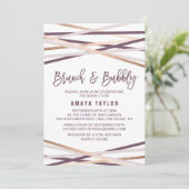 Paarse Blush & Roos Gold Streamers Brunch & Bubble Kaart (Staand voorkant)