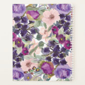 Paarse Blush Roze Aquarel Bloem Boho Planner (Achterkant)