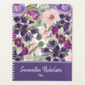 Paarse Blush Roze Aquarel Bloem Boho Planner (Voorkant)