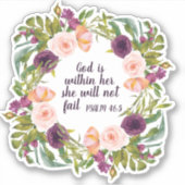 Paarse blush roze bijbel Verse God is binnen Sticker (Voorkant)