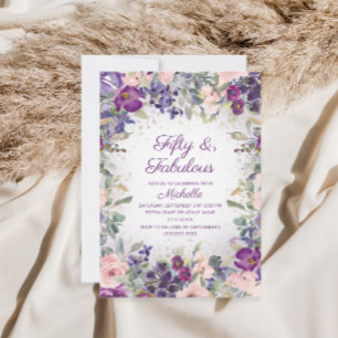 Paarse Blush Roze Bloem 50 en Fabulous Kaart