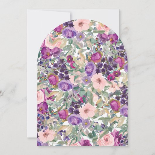 Paarse Blush Roze Bloemboog 100e Verjaardag Kaart (Achterkant)