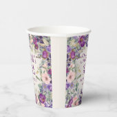 Paarse Blush Roze Bloemen 90ste Verjaardag Papieren Bekers (Rechts)