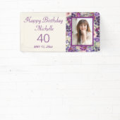 Paarse Blush Roze Bloemen Verjaardag Welkom Foto Spandoek (Insitu)