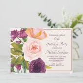 Paarse Blush Roze Bloemige Crème 60e Verjaardag (Staand voorkant)