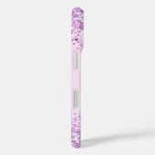 Paarse blush roze confetti monogram naam Case-Mate iPhone case (Achterkant / Rechts)