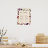 Paarse Blush Roze Crème Trouwfeest Poster (Keuken)