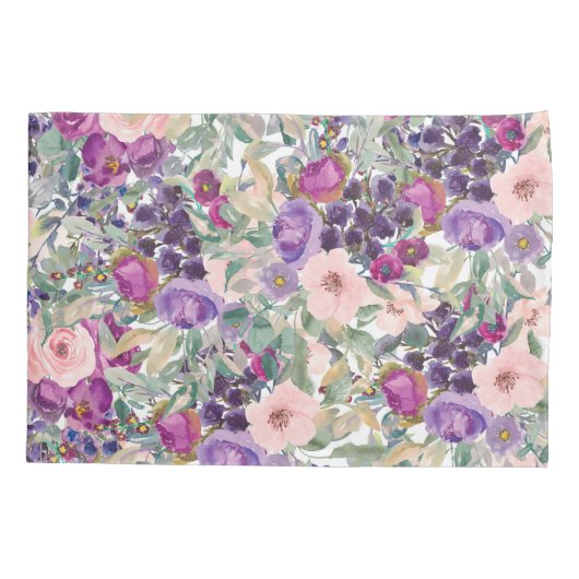 Paarse blush roze groene bladeren kussensloop (Achterkant)