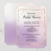 Paarse Blush Roze Mist Romantisch Gouden Confetti Kaart (Voorkant / Achterkant)