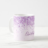 Paarse blush roze naam script koffiemok (Voorkant links)