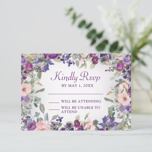 Paarse blush roze olieval RSVP (Staand voorkant)