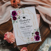 Paarse & Blush Roze Rose Afstudeerfeest Kaart
