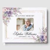 Paarse & Blush Roze Rose begrafenis Gastenboek (Voorkant)