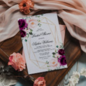 Paarse & Blush Roze Rose Bruids Douche Uitnodiging