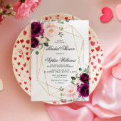 Paarse & Blush Roze Rose Bruids Douche Uitnodiging