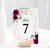 Paarse & Blush Roze Rose Trouwtafel Nummer Kaart