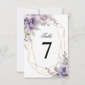 Paarse & Blush Roze Rose Trouwtafel Nummer Kaart (Achterkant)