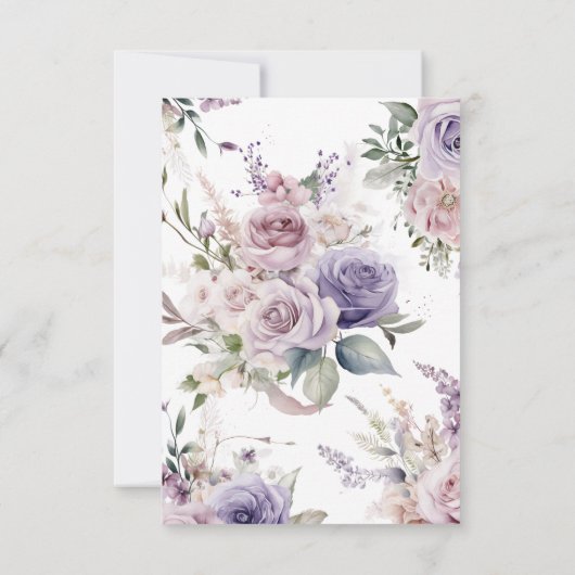 Paarse & Blush Roze Roze Bloemen Sympathie Memory Bedankkaart (Achterkant)