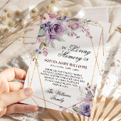 Paarse & Blush Roze Roze Bloemen Sympathie Memory Bedankkaart