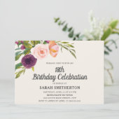 Paarse Blush Roze Waterverf Floral 18e verjaardag (Staand voorkant)