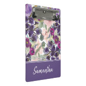 Paarse Blush Roze Waterverf Floral Monogram Mini Klembord (Schuin)