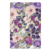 Paarse Blush Roze Waterverf Floral Monogram Mini Klembord (Achterkant)