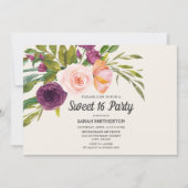 Paarse Blush Roze Waterverf Floral Sweet 16 (Voorkant)