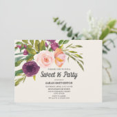 Paarse Blush Roze Waterverf Floral Sweet 16 (Staand voorkant)