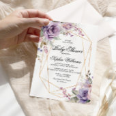 Paarse & Blush Rozen Baby shower Kaart