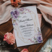 Paarse & Blush Rozen Vrijgezellenfeest Kaart