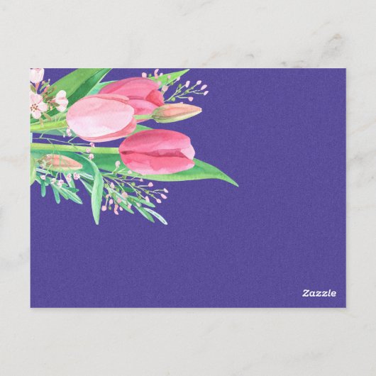 Paarse & Blush Tulp Mason Jar bruiloft uitnodiging (Achterkant)