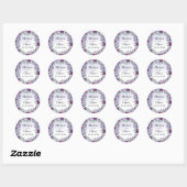 Paarse Blush Waterverf Bloemen Bruiloft Ronde Sticker (Vel)