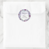 Paarse Blush Waterverf Bloemen Bruiloft Ronde Sticker (Tas)