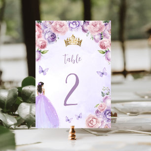 Paarse Blush Waterverf Bloemige Quinceañera Kaart