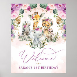 Paarse Blush Wilde Safari Animals welkom Poster