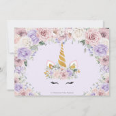 Paarse Blush Witte Bloemen Eenhoorn Verjaardagsfot Kaart (Achterkant)