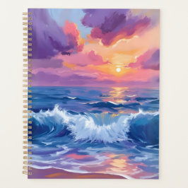 Paarse Blush Zonsondergang | Oceaan Glimmer Waterv Planner