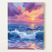 Paarse Blush Zonsondergang | Oceaan Glimmer Waterv Planner (Achterkant)
