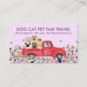 Paarse Boarding Truck Flowers Dogs Cats Pet Visitekaartje