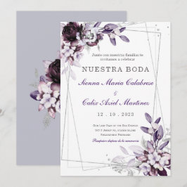 Paarse Boda en Zilveren Lavendel Kaart