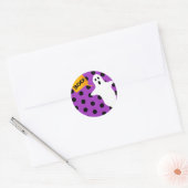 Paarse boe met witte gastheer ronde sticker (Envelop)