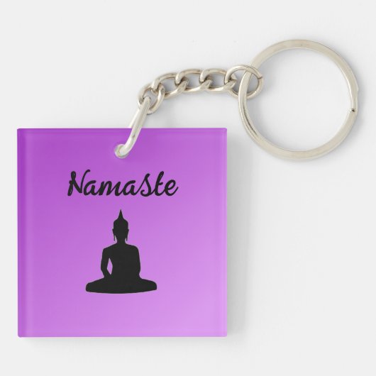Paarse Boeddha Namaste Sleutelhanger (Achterkant)