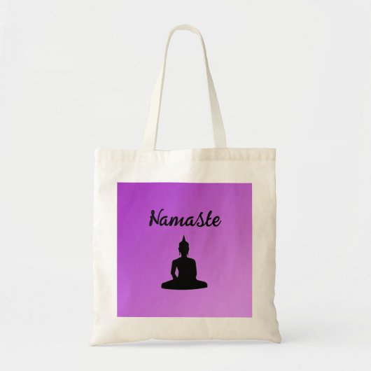 Paarse Boeddha Namaste Tote Bag (Voorkant)