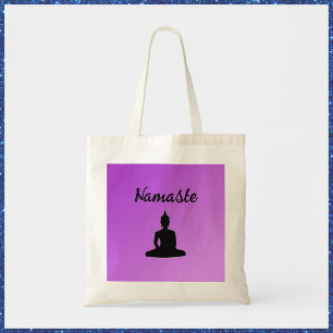 Paarse Boeddha Namaste Tote Bag